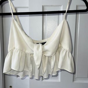 White flowy crop top